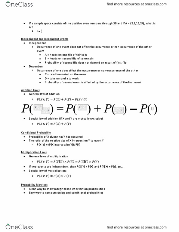 EC255 Lecture Notes - Lecture 4: Conditional Probability, Fair Coin, Sample Space thumbnail