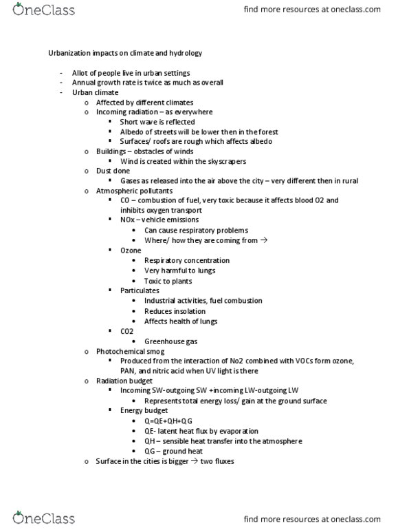 GEOG 203 Lecture Notes - Lecture 7: Green Roof, Street Canyon, Urban Heat Island thumbnail