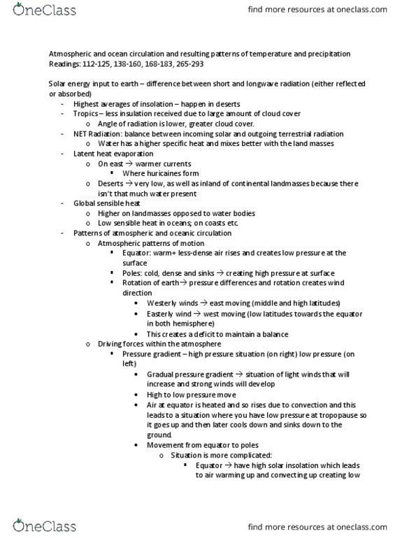 GEOG 203 Lecture Notes - Lecture 4: Jet Stream, Subtropics, Evapotranspiration thumbnail