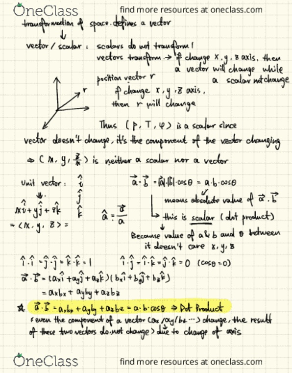 PHYS 20 Lecture Notes - Lecture 1: Unit Circle, Unit Vector, Dot Product cover image