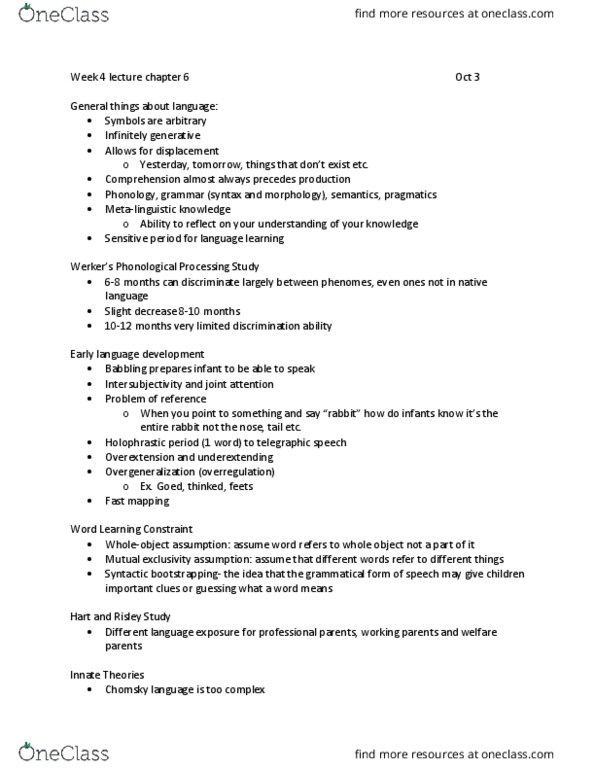 PSYC 251 Lecture Notes - Lecture 4: Critical Period, Nicaraguan Sign Language, Language Acquisition Device thumbnail