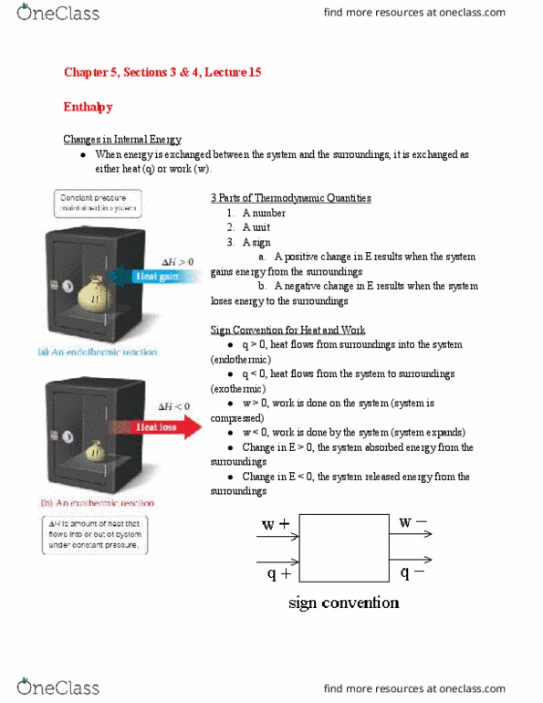 CHE 106 Lecture Notes - Lecture 15: Enthalpy, Chemical Equation, Conversion Of Units cover image