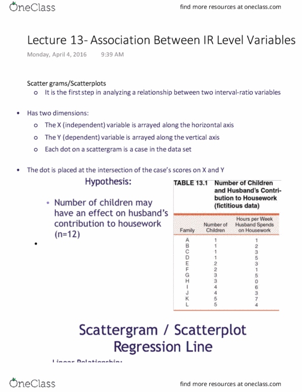 Sociology 2205A/B Lecture Notes - Lecture 13: Scatter Plot, Interval Ratio thumbnail