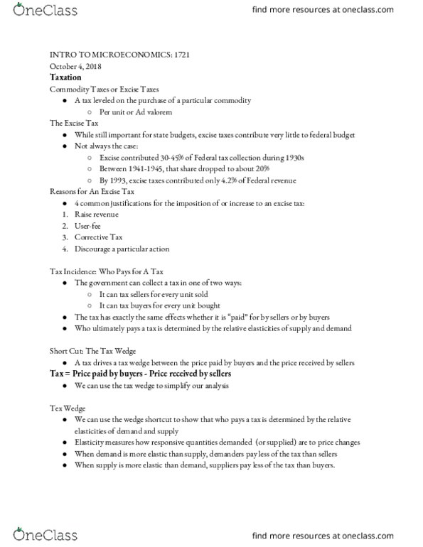 ECON-E 201 Lecture Notes - Lecture 14: Deadweight Loss, Tax Wedge thumbnail