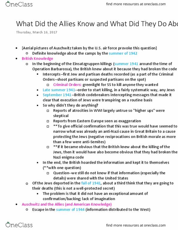 JS-3100 Lecture 14: What Did the Allies Know and What Did They Do About It thumbnail