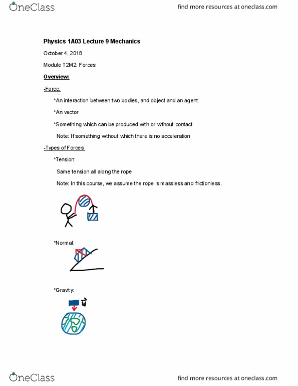 PHYSICS 1A03 Lecture Notes - Lecture 9: Net Force thumbnail