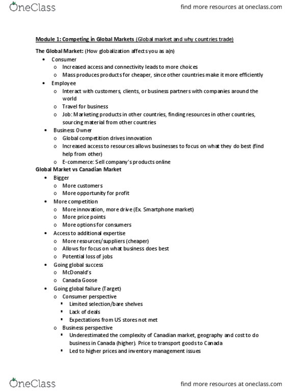 AFM131 Lecture Notes - Lecture 1: North American Free Trade Agreement, Foreign Direct Investment, Free-Trade Area cover image