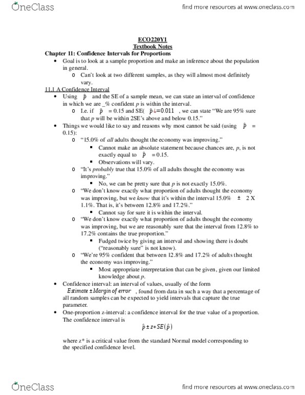 ECO220Y1 Chapter 11: ECO220Y1 Chapter 11 Notes thumbnail