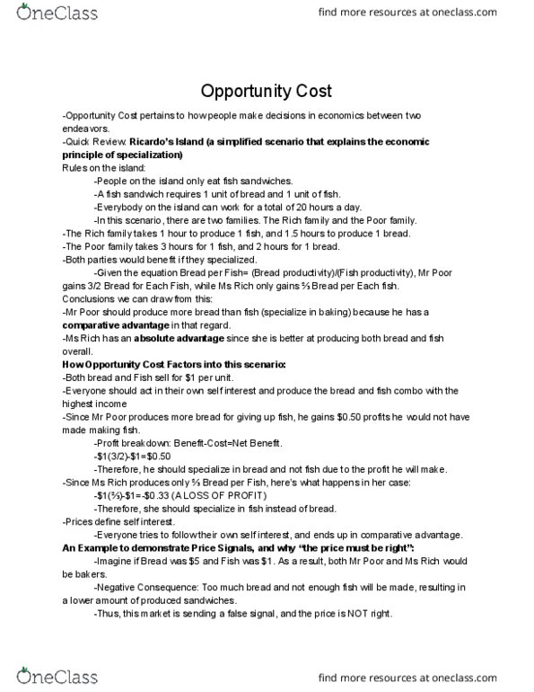ECON 1 Lecture Notes - Lecture 3: Opportunity Cost, Absolute Advantage, Comparative Advantage thumbnail