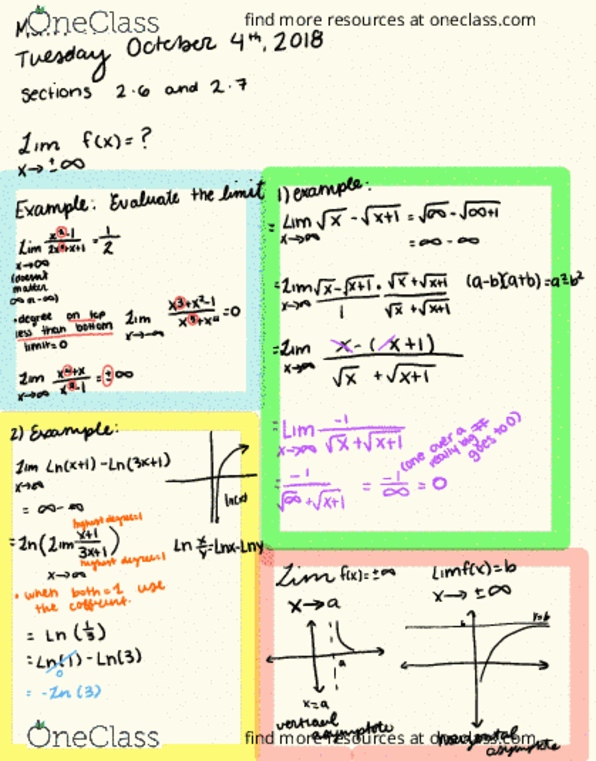 MATH114 Lecture 10: Math 114 October 4th Limits 2.6 and 2.7 thumbnail