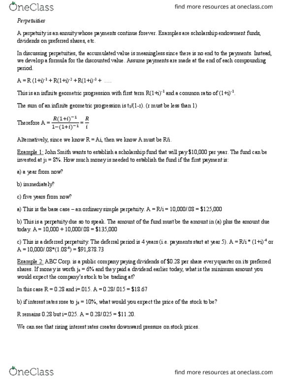 ACTSC371 Chapter Notes - Chapter 2: Geometric Progression thumbnail