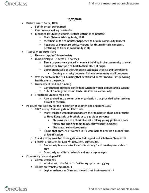 HIS385H1 Lecture Notes - Lecture 5: Korean War, James Stewart Lockhart, Free Economic Zone thumbnail