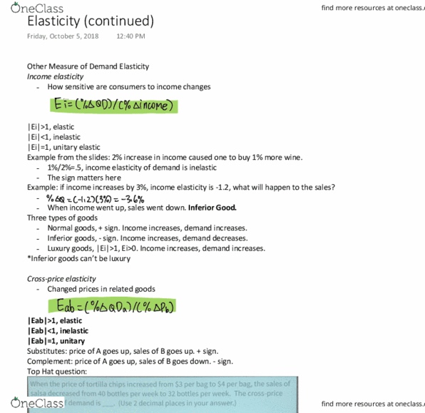 ECON 2001.01 Lecture 14: Elasticity (continued) cover image
