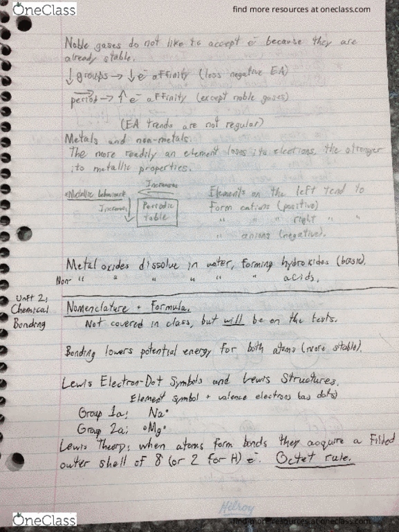 CHEM101 Lecture 6: Periodic Trends for Electron Affinity, Metal and Non-Metal Properties, Lewis Diagrams cover image