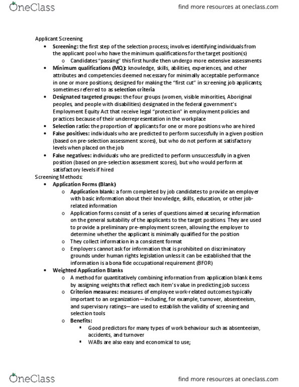 MHR 623 Lecture Notes - Lecture 7: Absenteeism, Job Performance, Visible Minority thumbnail