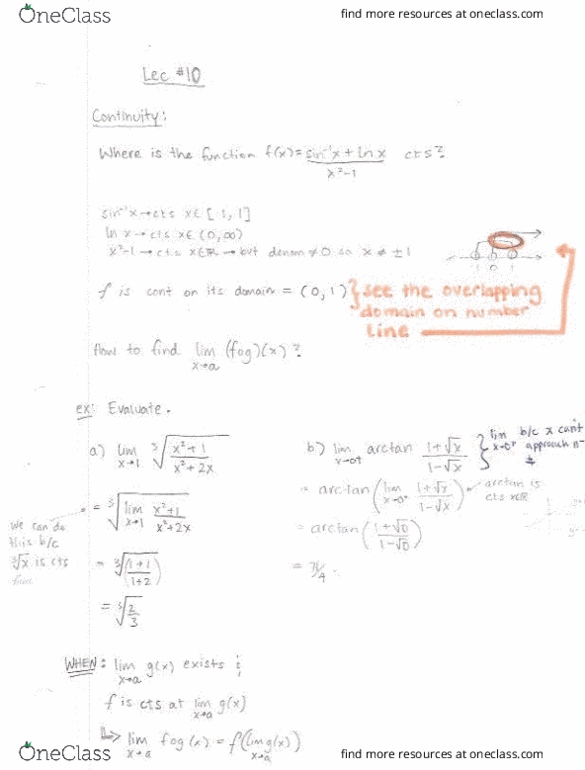MAT135Y5 Lecture 10: Continuity and Intermediate Value Theorem. Examples of finding where a function is continuous and proving that roots exist for a given function using Intermediate Value Theorem cover image