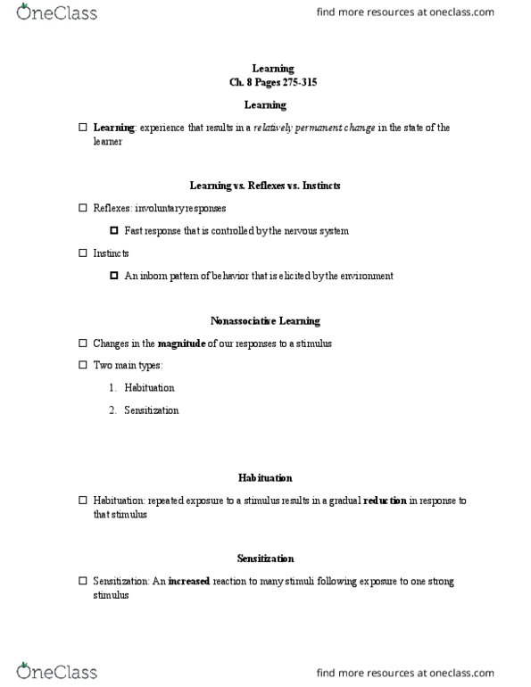 PSYCH 1100H Lecture Notes - Lecture 1: Contiguity, Classical Conditioning, Operant Conditioning thumbnail