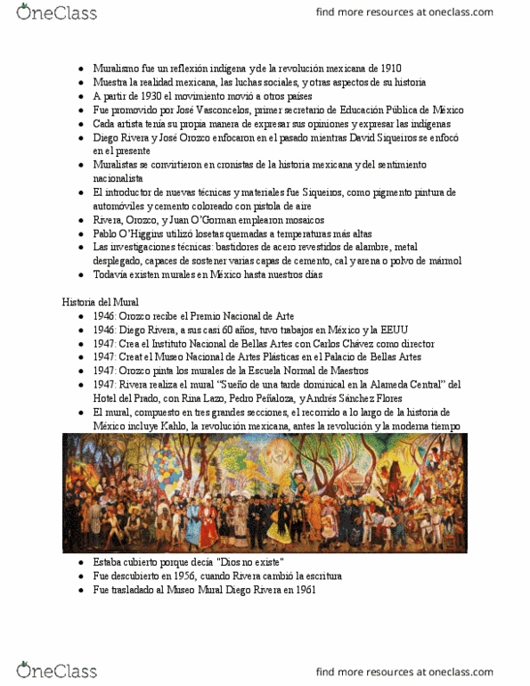 SPAN 305 Chapter Notes - Chapter Unknown: Sueño De Una Tarde Dominical En La Alameda Central, Diego Rivera, David Alfaro Siqueiros thumbnail