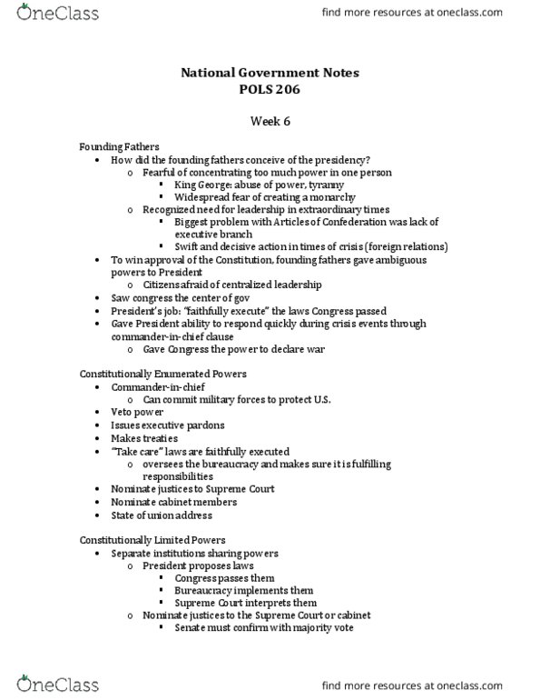 POLS 206 Lecture Notes - Lecture 6: Executive Privilege, General Agreement On Tariffs And Trade, Heidi Heitkamp thumbnail