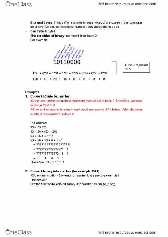 CAS CS 111 Lecture Notes - Lecture 14: Binary Number cover image