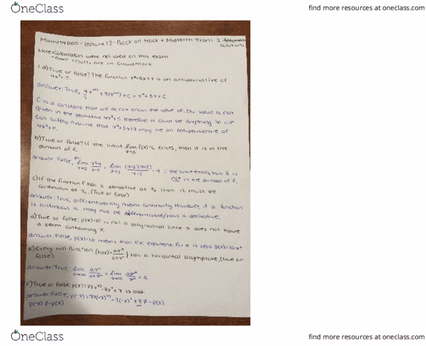 MATH 154 Lecture 14: Math 154 D100-Lecture 14-Midterm Exam 1 Solutions (pg 1) cover image