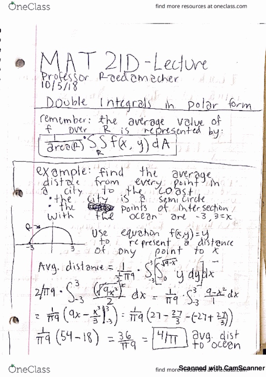 MAT 21D Lecture 5: Double Integrals in Polar Form thumbnail