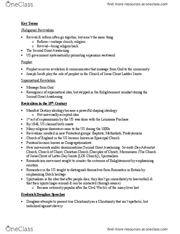 THEO 3375 Lecture Notes - Lecture 9: Cherry Picking, Puritans, Spiritualism thumbnail