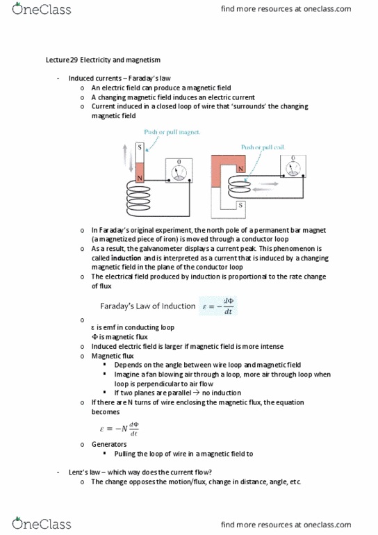 PHYC10007 Lecture Notes - Lecture 29: Galvanometer, Electric Field thumbnail