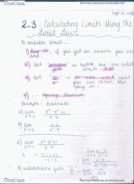 MATH 1000 Lecture 3: Math 1000 Notes September 10- Sections 2.3 and 2.5 cover image