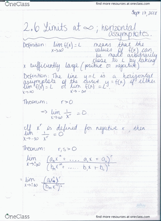 MATH 1000 Lecture 6: Math 1000 Notes September 17- Sections 2.6 and 2.7 cover image