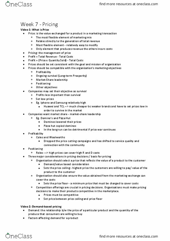 MKC1200 Lecture Notes - Lecture 7: Demand Curve, Apple Watch, Chemist Warehouse thumbnail