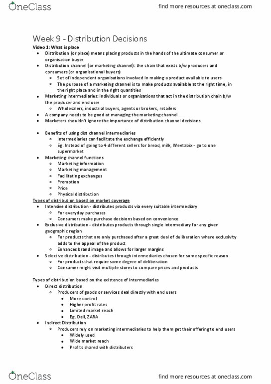 MKC1200 Lecture Notes - Lecture 9: Franchising, Harvey Norman, Safety Stock thumbnail