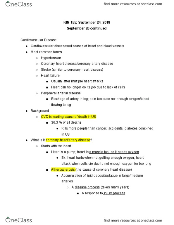 KIN 155 Lecture Notes - Lecture 6: Low-Density Lipoprotein, Monocyte, Macrophage thumbnail