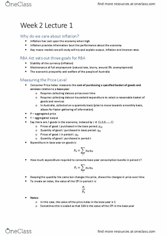 ECON10003 Lecture Notes - Lecture 3: Nominal Interest Rate, Fisher Equation, Real Interest Rate thumbnail