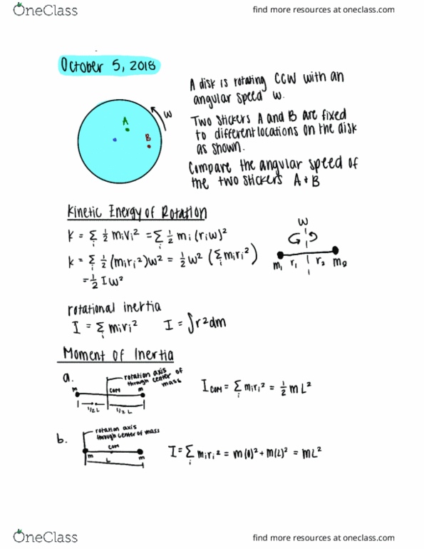 PHYSICS 1250 Lecture 21: Moment of Inertia cover image
