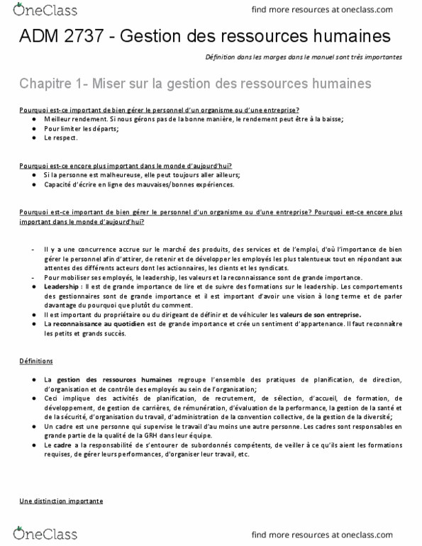 ADM 2737 Chapter Notes - Chapter 1-5: Lieu-Dit, Le Plaisir, Substituent thumbnail