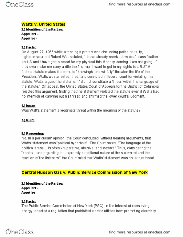 POSC402 Lecture Notes - Lecture 13: Harry Blackmun, Commerce Clause, John Paul Stevens thumbnail