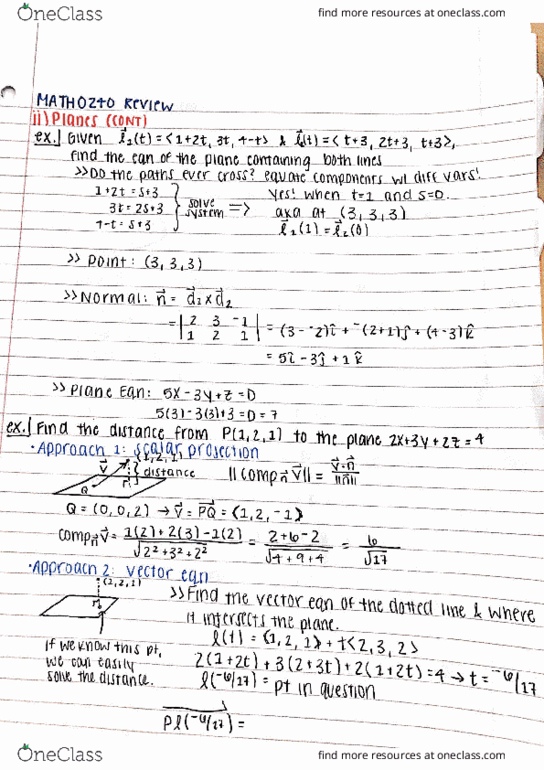 MATH 0240 Midterm: Exam 1 Review: Planes, Linear Approximation ...