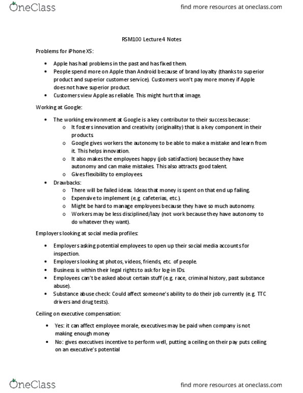 RSM100H1 Lecture Notes - Lecture 4: Headhunting, Telecommuting, Substance Abuse thumbnail