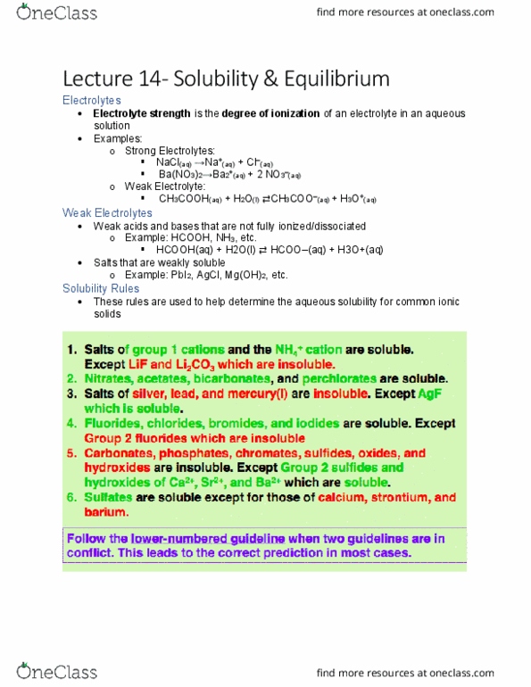 CHEM 1A03 Lecture Notes - Lecture 14: Salt Metathesis Reaction, Chemical Equation, Spectator Ion thumbnail
