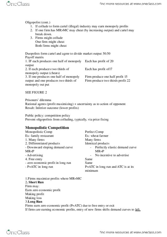 ECO100Y1 Lecture Notes - Longrun, Oligopoly thumbnail