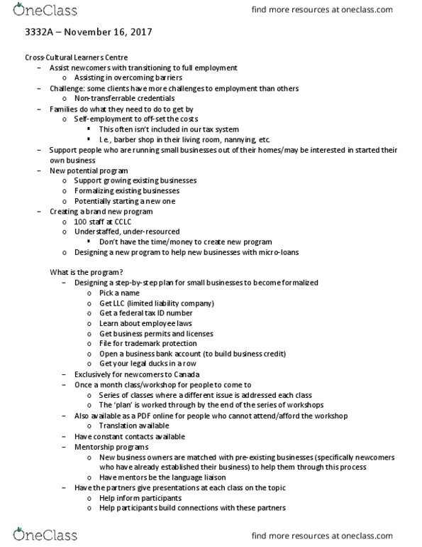 Sociology 3332A/B Lecture Notes - Lecture 9: Social Capital, Microfinance, Social Enterprise thumbnail