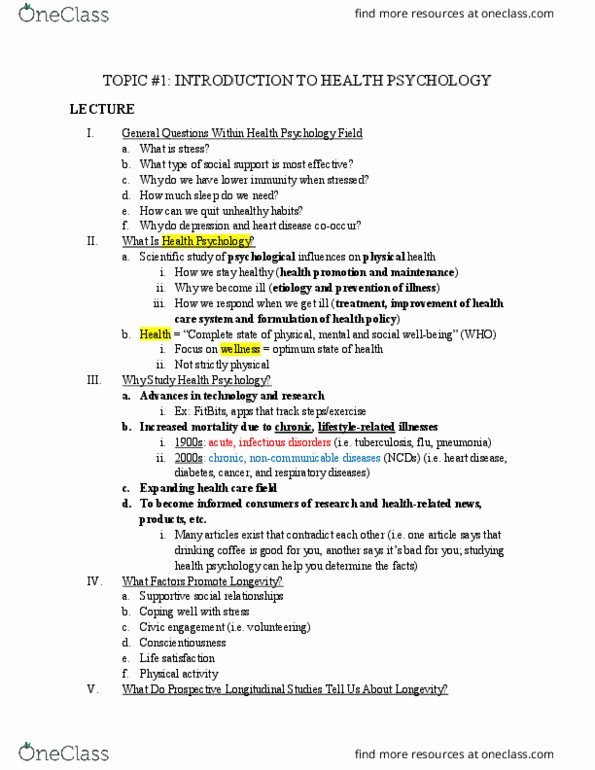 PSC 126 Lecture Notes - Lecture 1: Occupational Therapy, Cortisol, Allostatic Load thumbnail