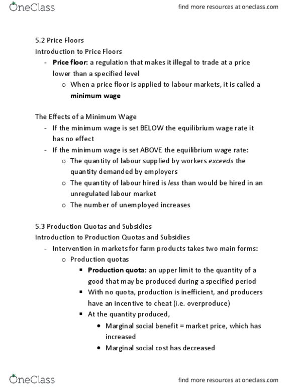 ECON101 Lecture Notes - Lecture 5: Production Quota, Price Floor, Social Cost thumbnail