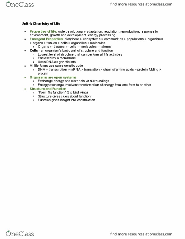 BIO SCI 93 Lecture Notes - Lecture 1: Protein Folding thumbnail