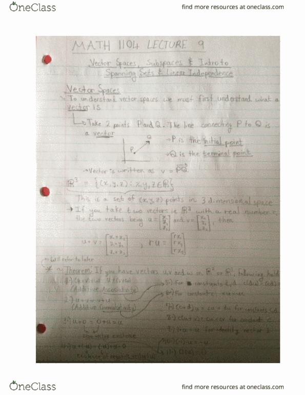 MATH 1104 Lecture 9: Vector Spaces and Subspaces cover image