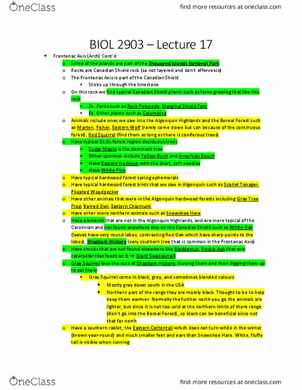 BIOL 2903 Lecture Notes - Lecture 17: Lake Ontario, Lake Agassiz, Toxicodendron Radicans thumbnail