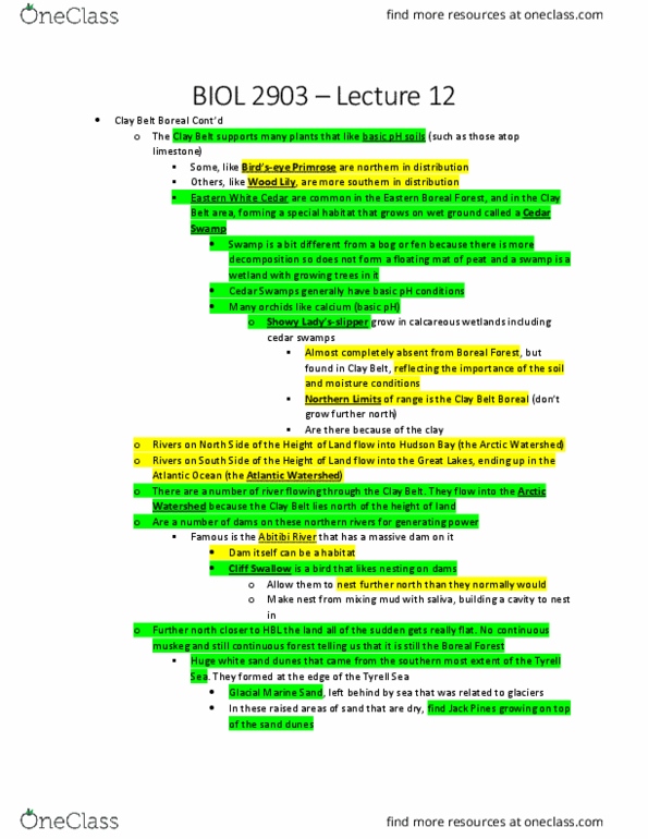 BIOL 2903 Lecture Notes - Lecture 12: Canadian Shield, Carolinian Forest, Opengl Shading Language thumbnail