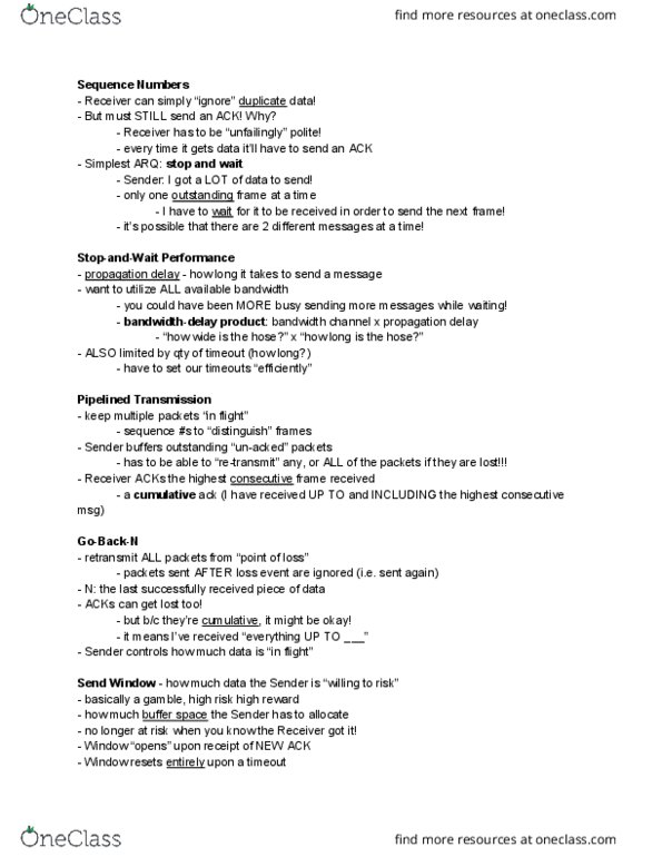 CSE 123 Lecture Notes - Lecture 5: Selective Repeat Arq, Propagation Delay, Tcp Tuning thumbnail