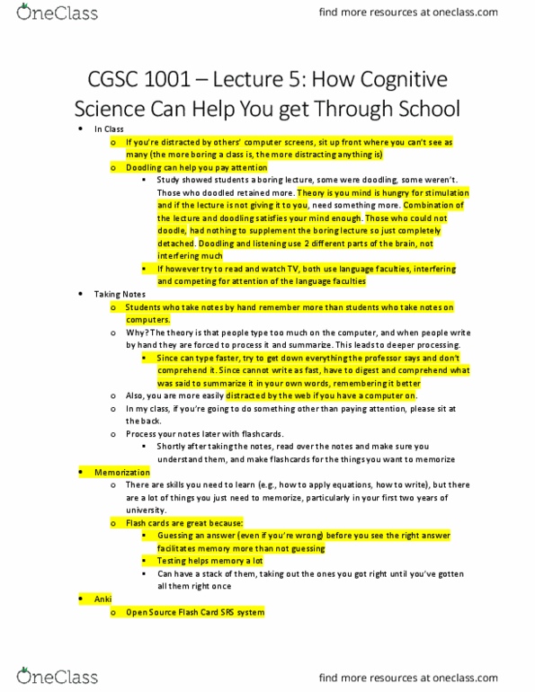 CGSC 1001 Lecture Notes - Lecture 5: Assistive Technology, Dyslexia, Psychoeducation thumbnail